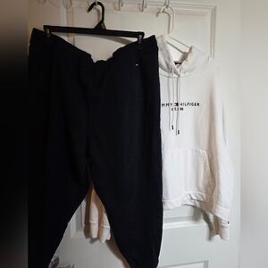 Tommy Hilfiger White Hoodie and Black Joggers